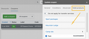 Allow Coupons for Specific Packages/Rooms