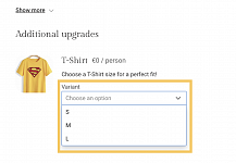 Add sizing in addition to quantities to cross-selling items