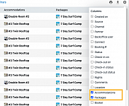Product/Package Column in Bookings screen